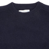 Merz b Schwanen Good Basics Ribbed Cashmere/Merino Pullover in Dark Navy 2