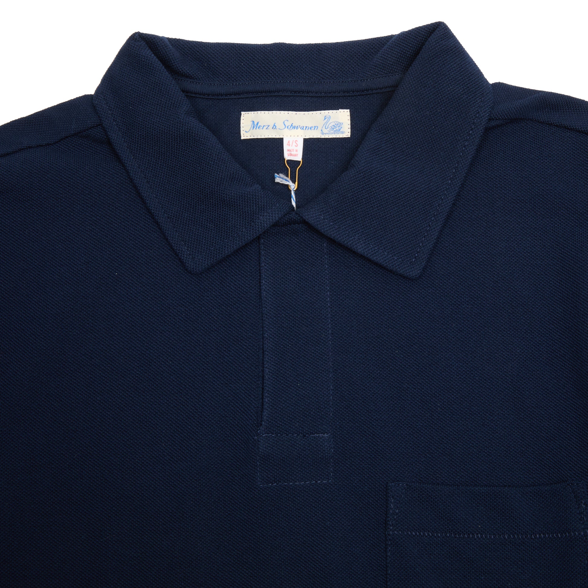 Merz b Schwanen Relaxed Fit Pikée Short Sleeve Polo Shirt in Ink Blue