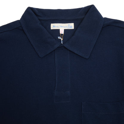 Merz b Schwanen Relaxed Fit Pikée Short Sleeve Polo Shirt in Ink Blue
