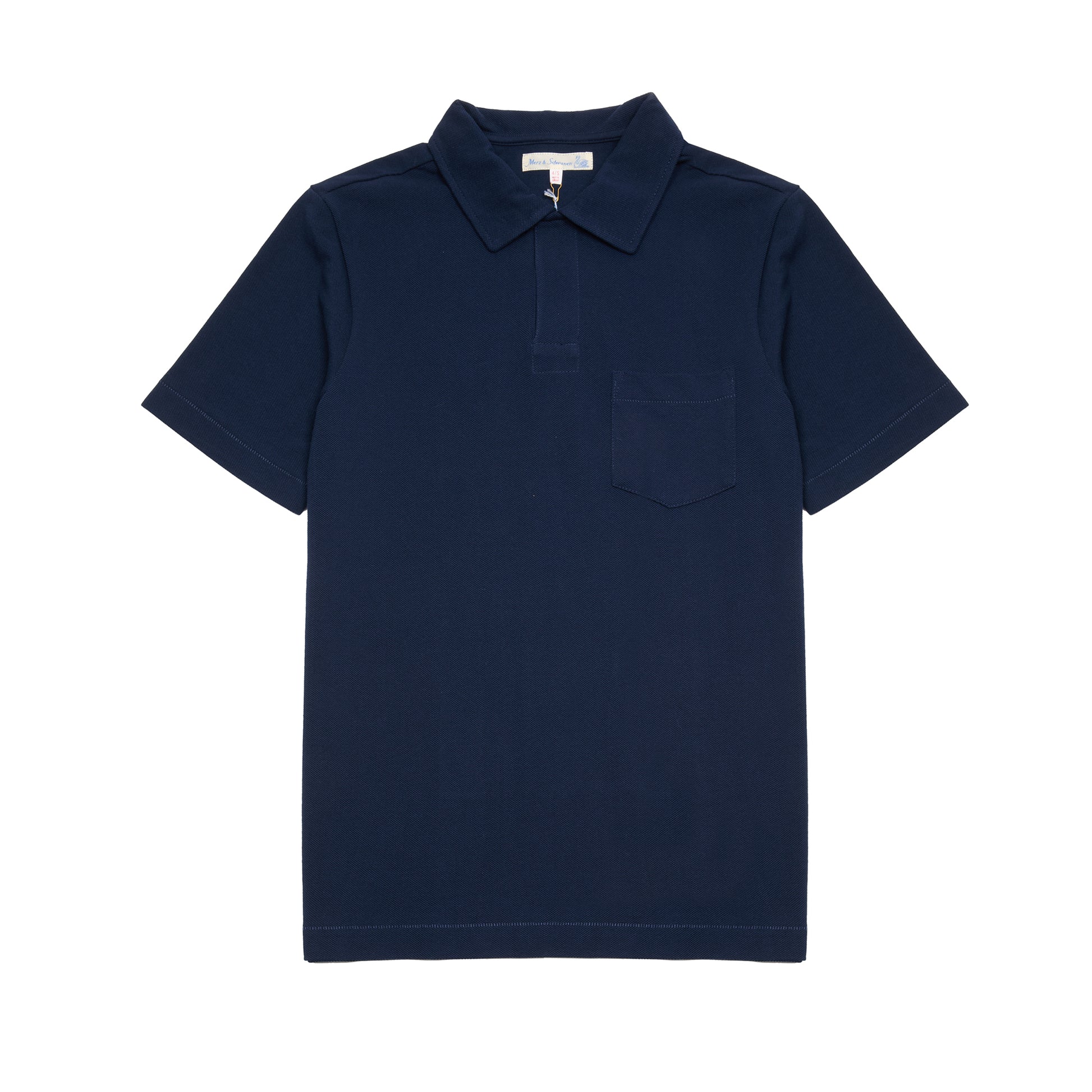 Merz b Schwanen Relaxed Fit Pikée Short Sleeve Polo Shirt in Ink Blue
