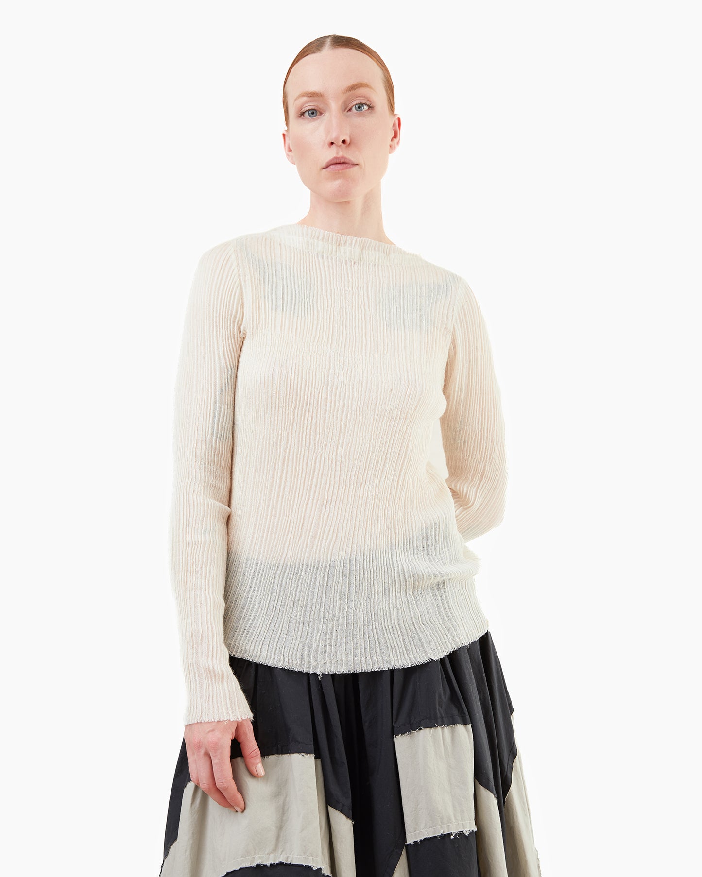 Norlha Feather Long Sleeve Top in Natural White Yak