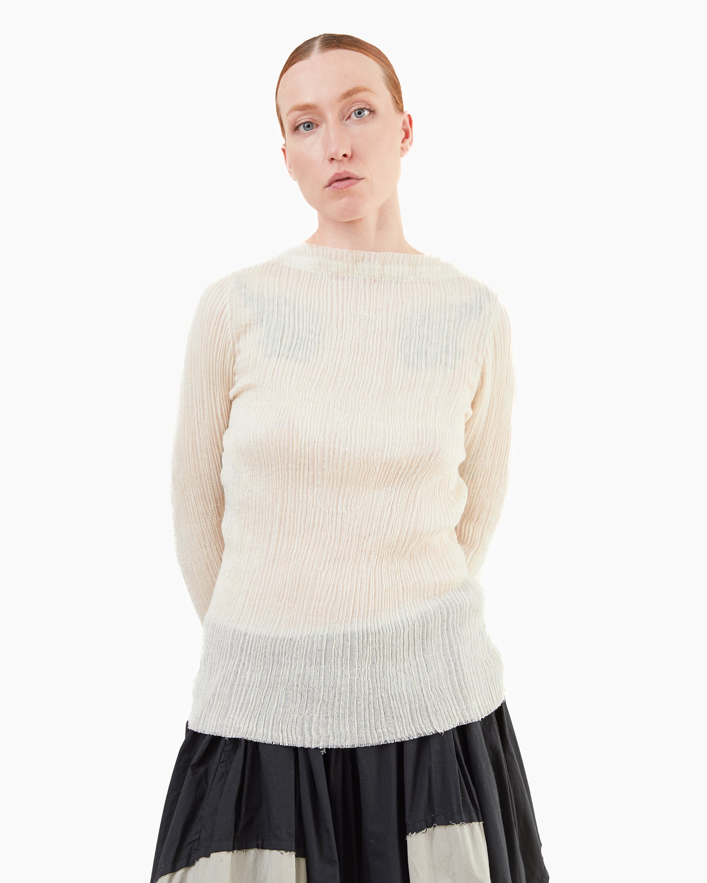 Norlha Feather Long Sleeve Top in Natural White Yak