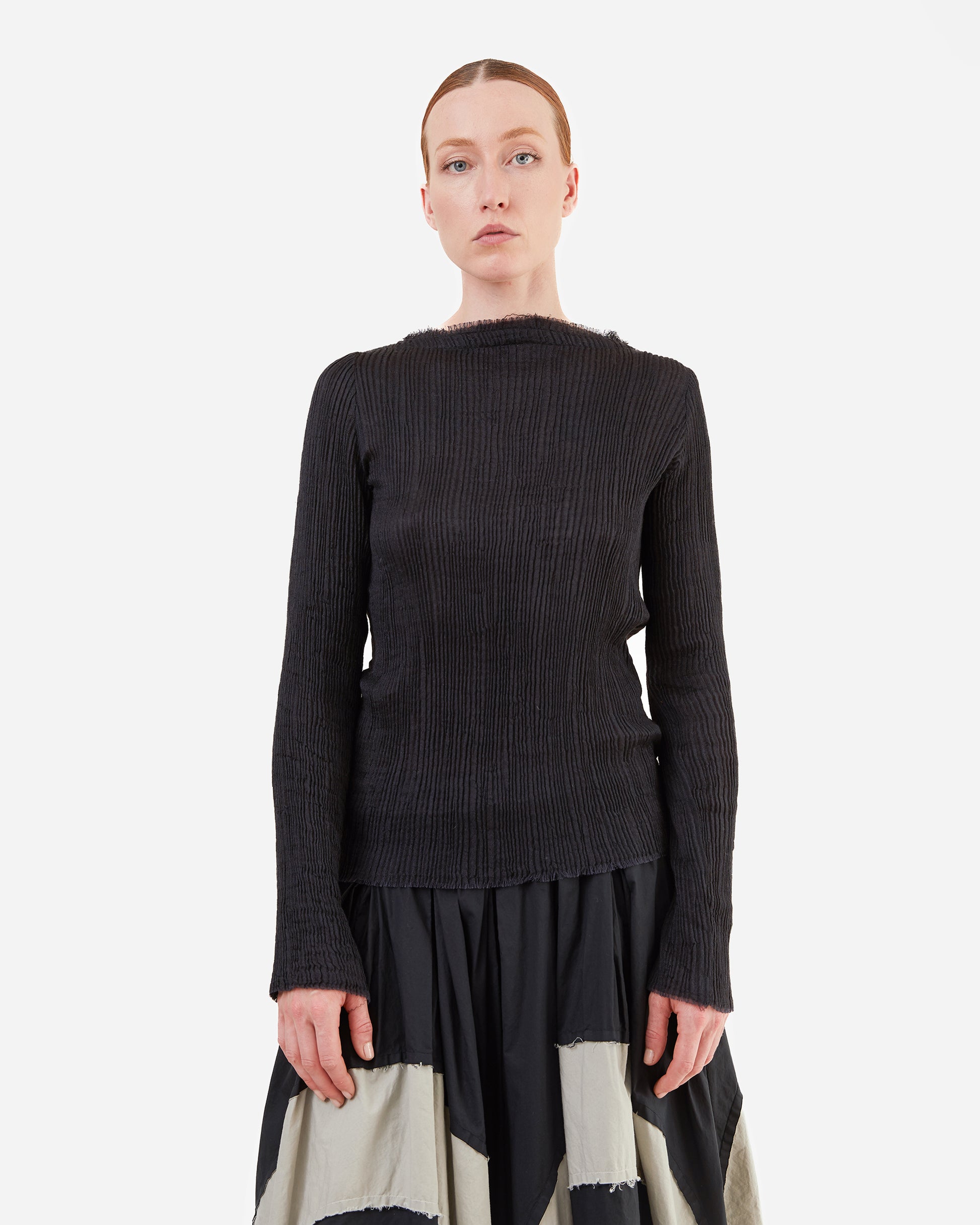 Norlha Feather Long Sleeve Top in Black