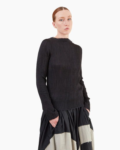 Norlha Feather Long Sleeve Top in Black