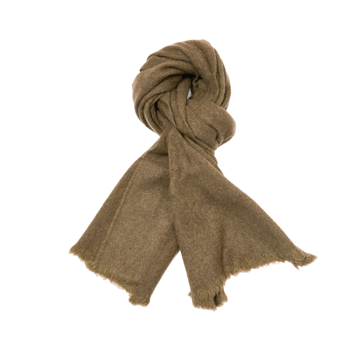Norlha Dense Herrinbone Scarf in Olive