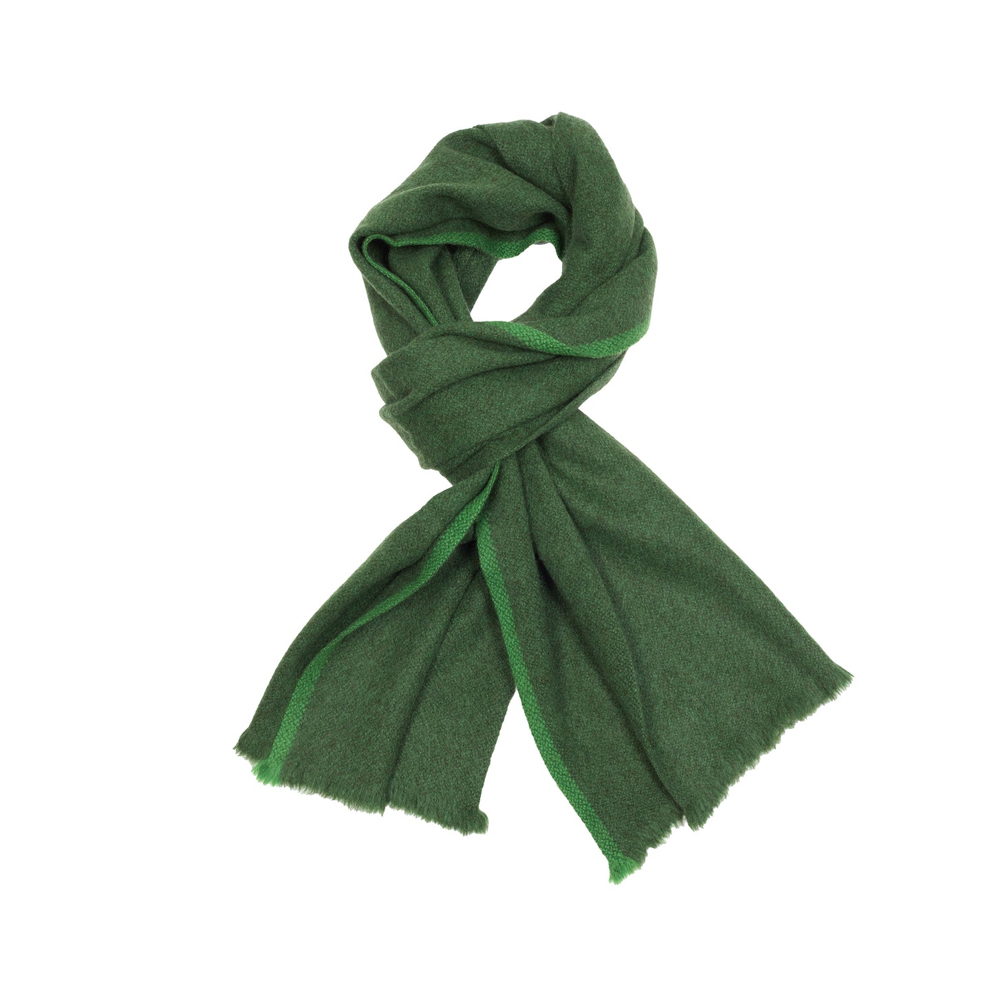 Norlha Nomad Border Skinny Scarf in Pine Green 1