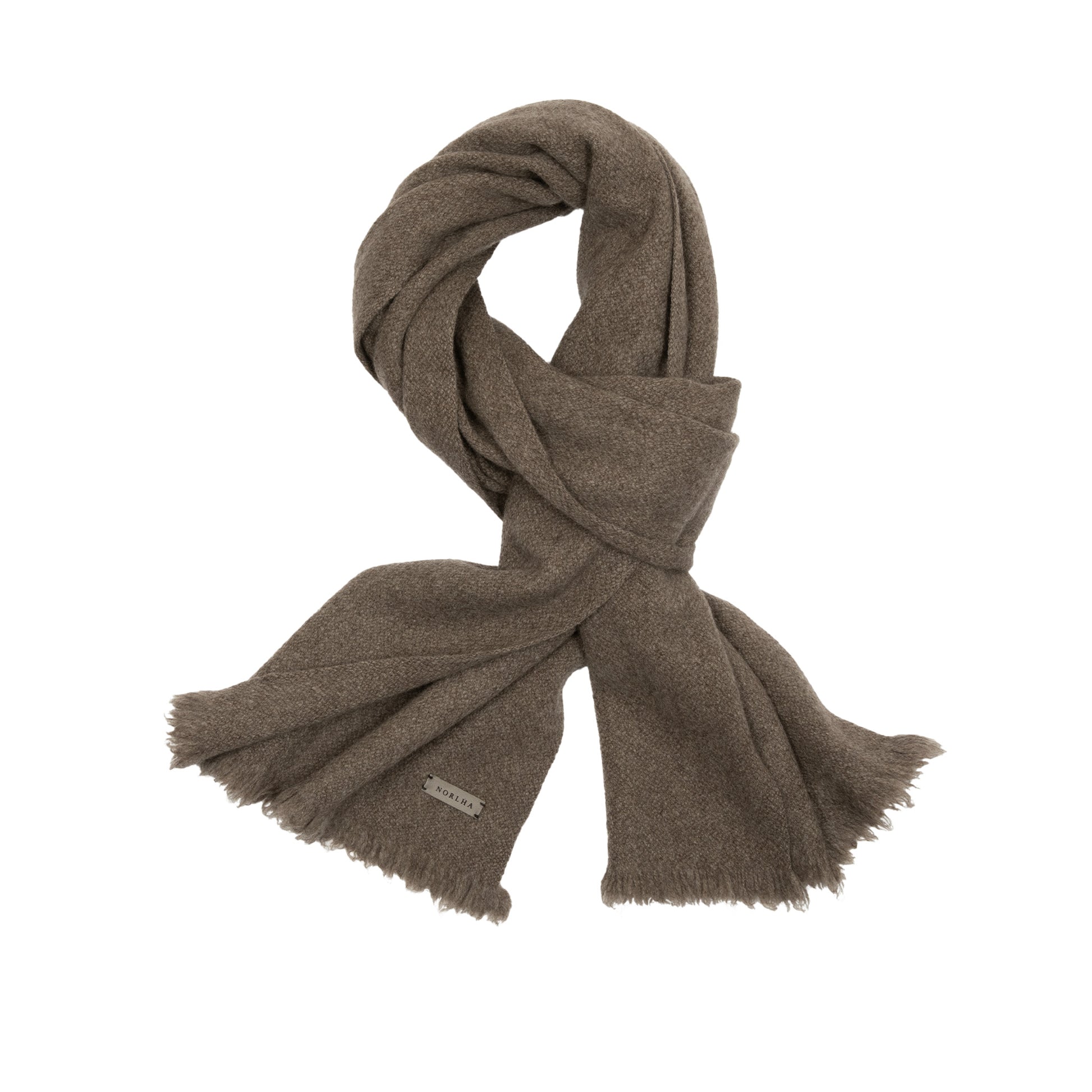 Norlha Nomad Classic Skinny Braided Scarf in Natural Yak Grey