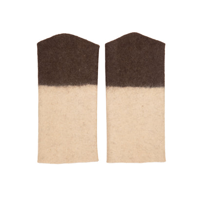 Norlha Two Tone Felt Cuffs in Sandstone & Natural Yak Brown