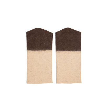 Norlha Two Tone Felt Cuffs in Sandstone & Natural Yak Brown