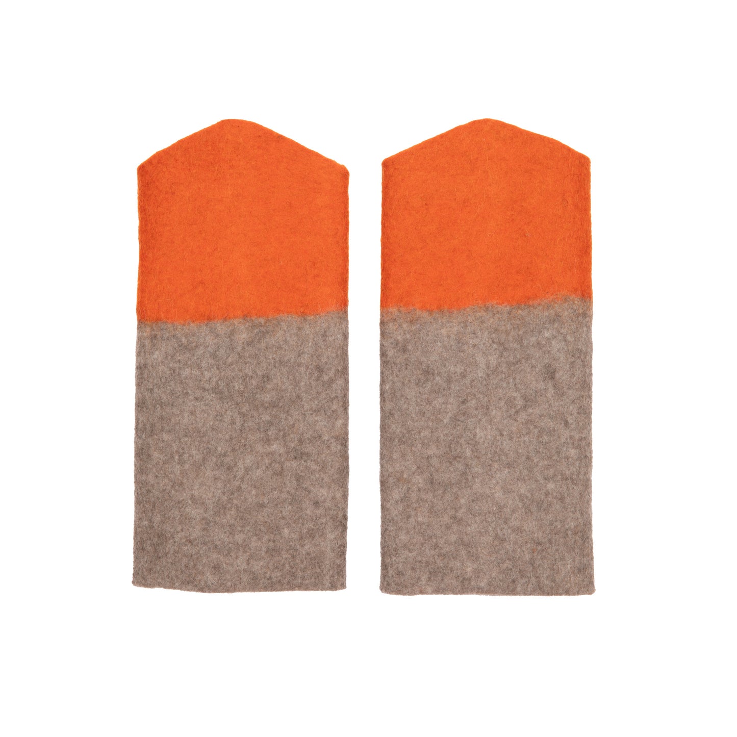 Norlha Two Tone Felt Cuffs in Natural Yak Grey & Orange