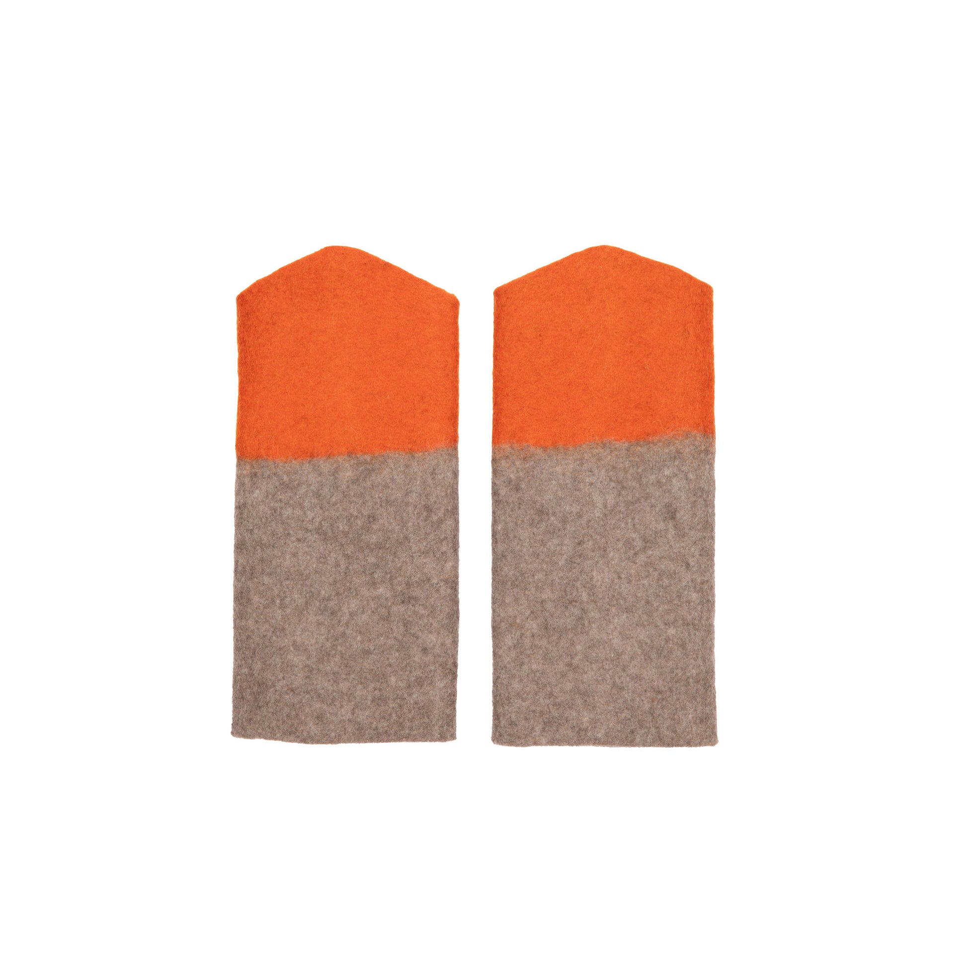Norlha Two Tone Felt Cuffs in Natural Yak Grey & Orange