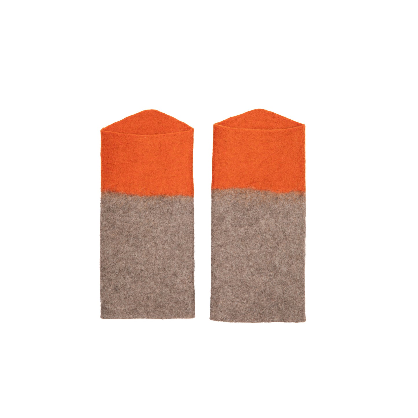 Norlha Two Tone Felt Cuffs in Natural Yak Grey & Orange