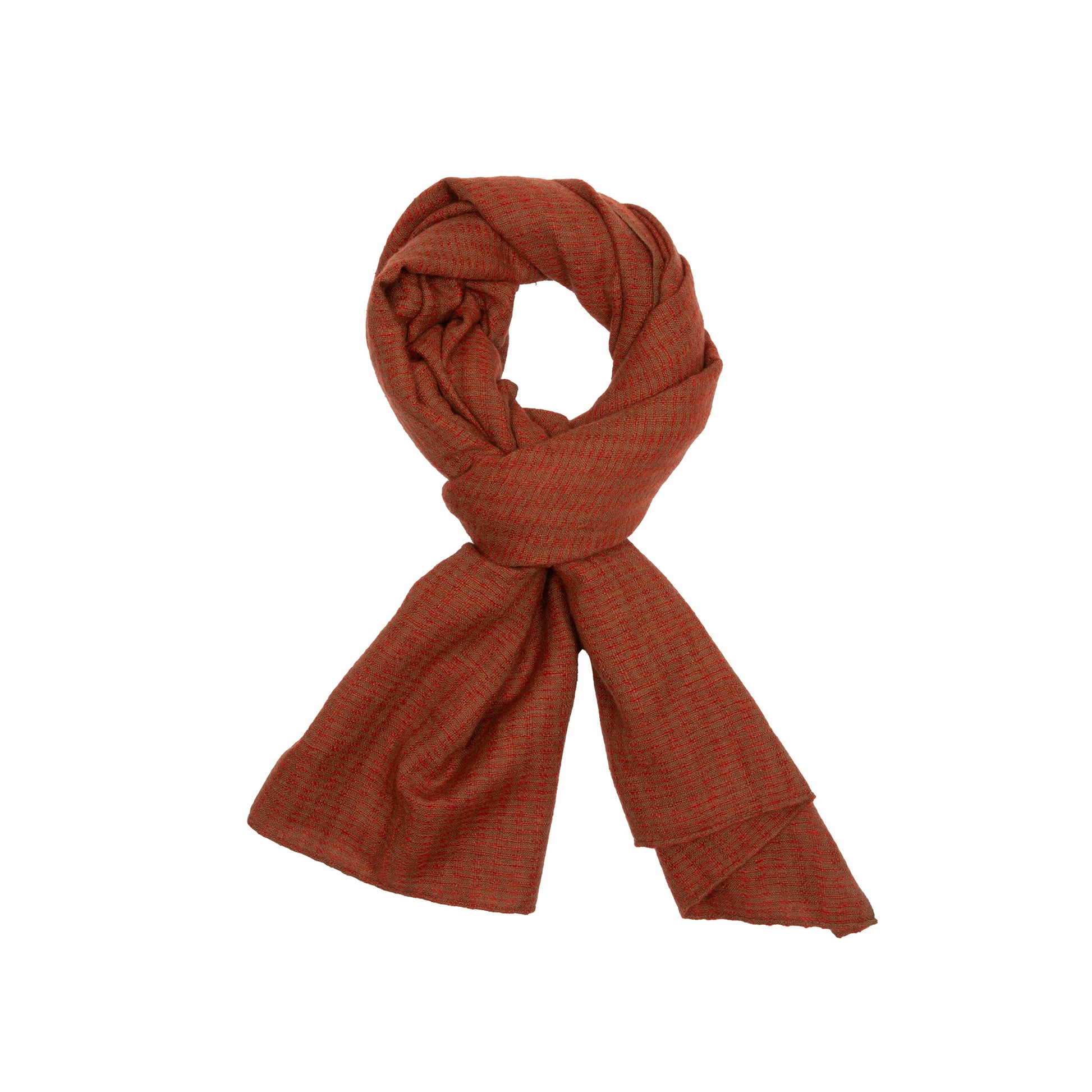 Norlha Yak Khullu Silk Chic Mountain Scarf in Brick Red