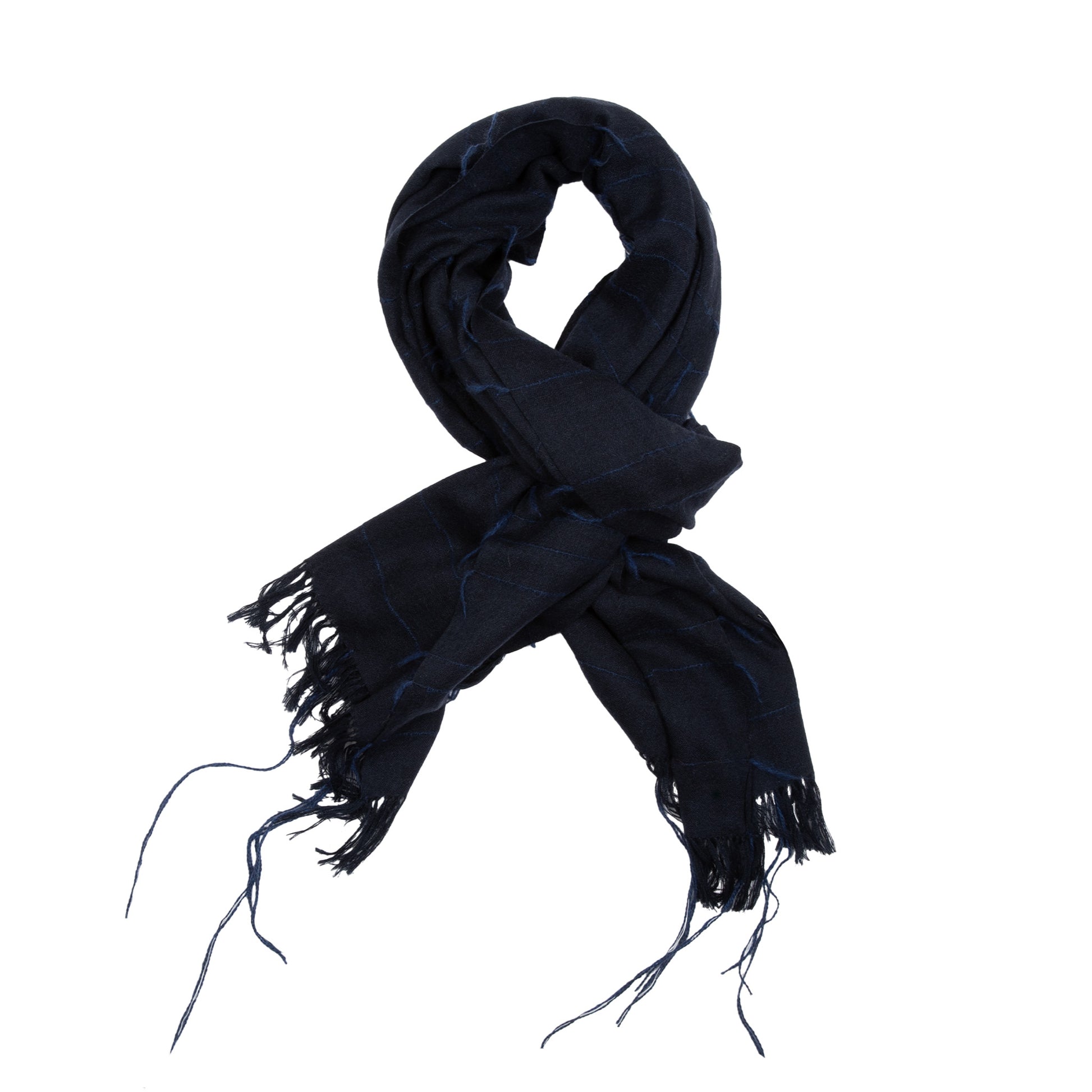 Norlha Yak Khullu/Silk Chic Mud Wall Scarf in Navy