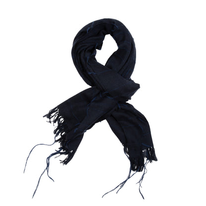 Norlha Yak Khullu/Silk Chic Mud Wall Scarf in Navy