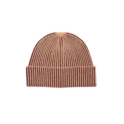Oats & Rice Cashmere Ribbed Beanie in Wine