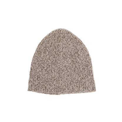 Oats & Rice Cashmere Marl Ribbed Cashmere Beanie in Grey