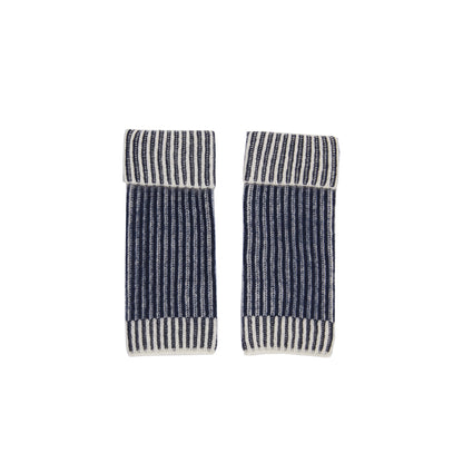 Oats & Rice Cashmere Ribbed Fingerless Hand Warmers Navy