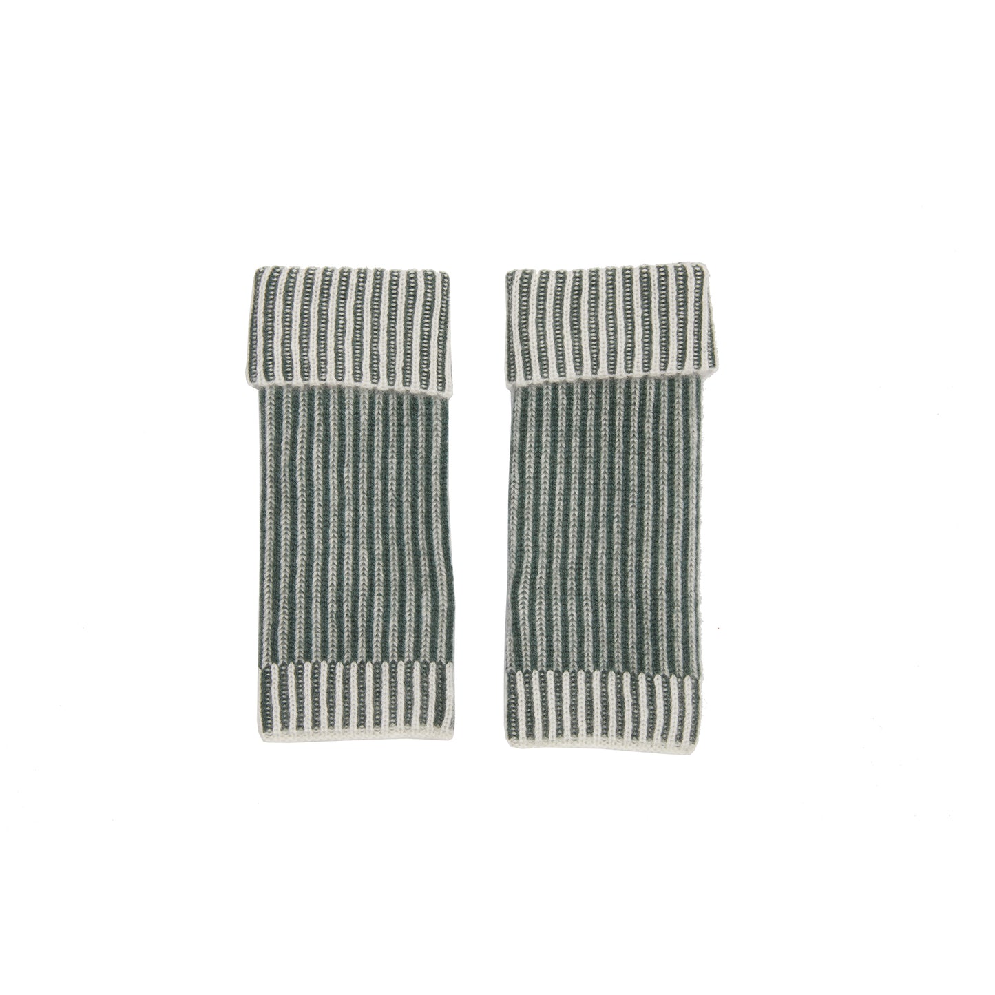 Oats & Rice Cashmere Ribbed Fingerless Hand Warmers in Green