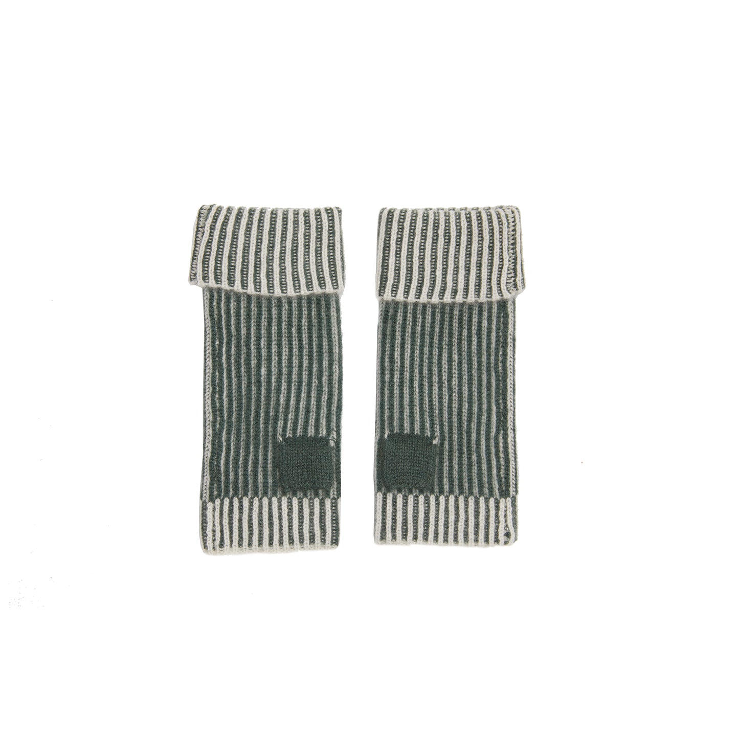 Oats & Rice Cashmere Ribbed Fingerless Hand Warmers in Green
