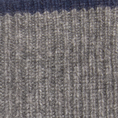 Oats & Rice Cashmere Ribbed Fingerless Gloves in Grey/ Navy