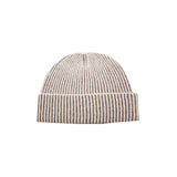 Oats & Rice Cashmere Ribbed Beanie in Brown 1