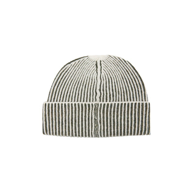 Oats & Rice Cashmere Ribbed Beanie in Green 3