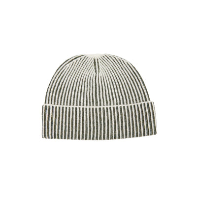 Oats & Rice Cashmere Ribbed Beanie in Green