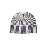 Oats & Rice Cashmere Ribbed Beanie in Navy 1