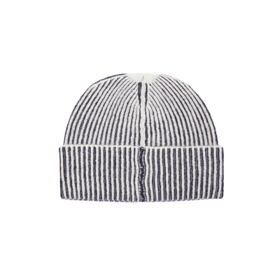 Oats & Rice Cashmere Ribbed Beanie in Navy 3