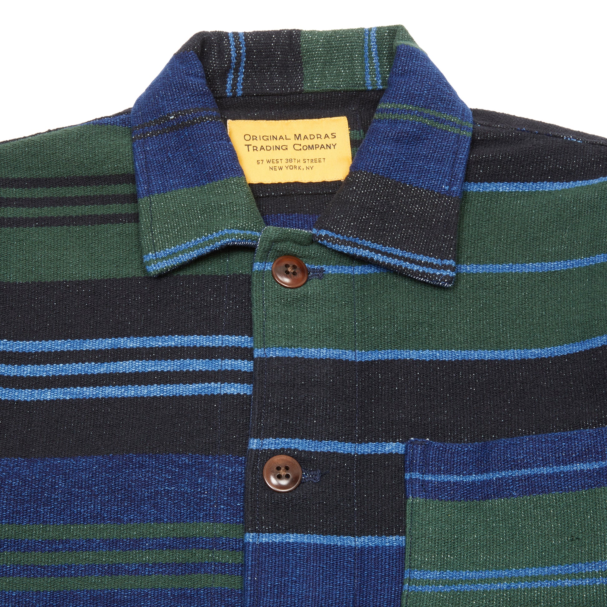 Original Madras Beach Mat Weave Jacket in Blue/Green Stripe