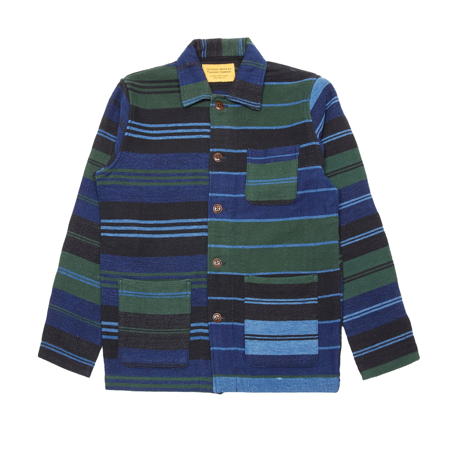 Original Madras Beach Mat Weave Jacket in Blue/Green Stripe
