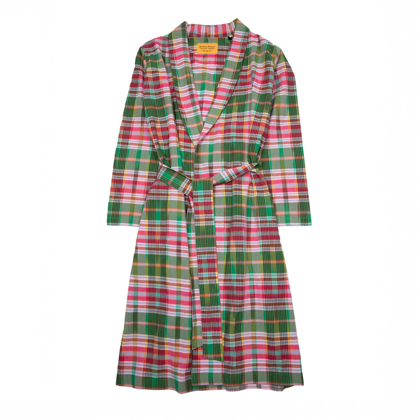 Original Madras Belted Robe in Green/Pink Plaid