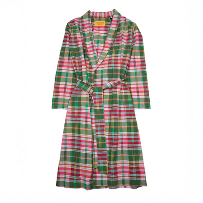 Original Madras Belted Robe in Green/Pink Plaid
