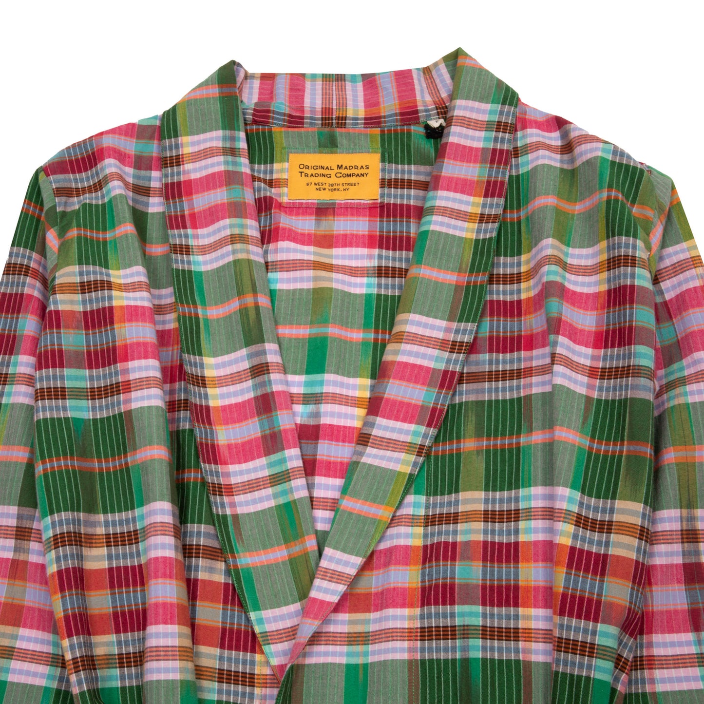 Original Madras Belted Robe in Green/Pink Plaid