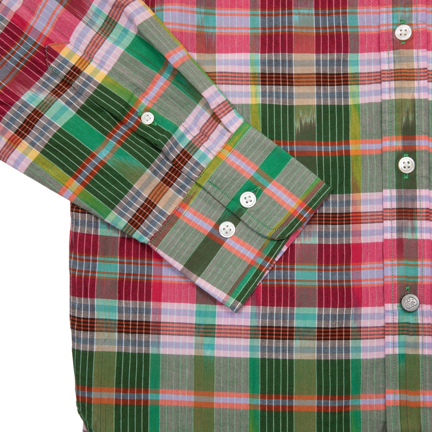 Original Madras Classic Button Down Shirt in Green/Pink