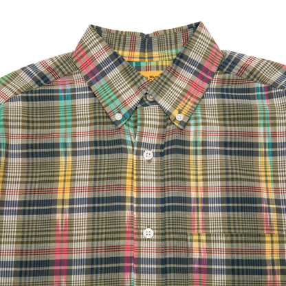 Original Madras Classic Button Down Short Sleeve Shirt in Green/Blue/Yellow