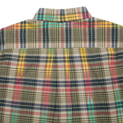 Original Madras Classic Button Down Short Sleeve Shirt in Green/Blue/Yellow