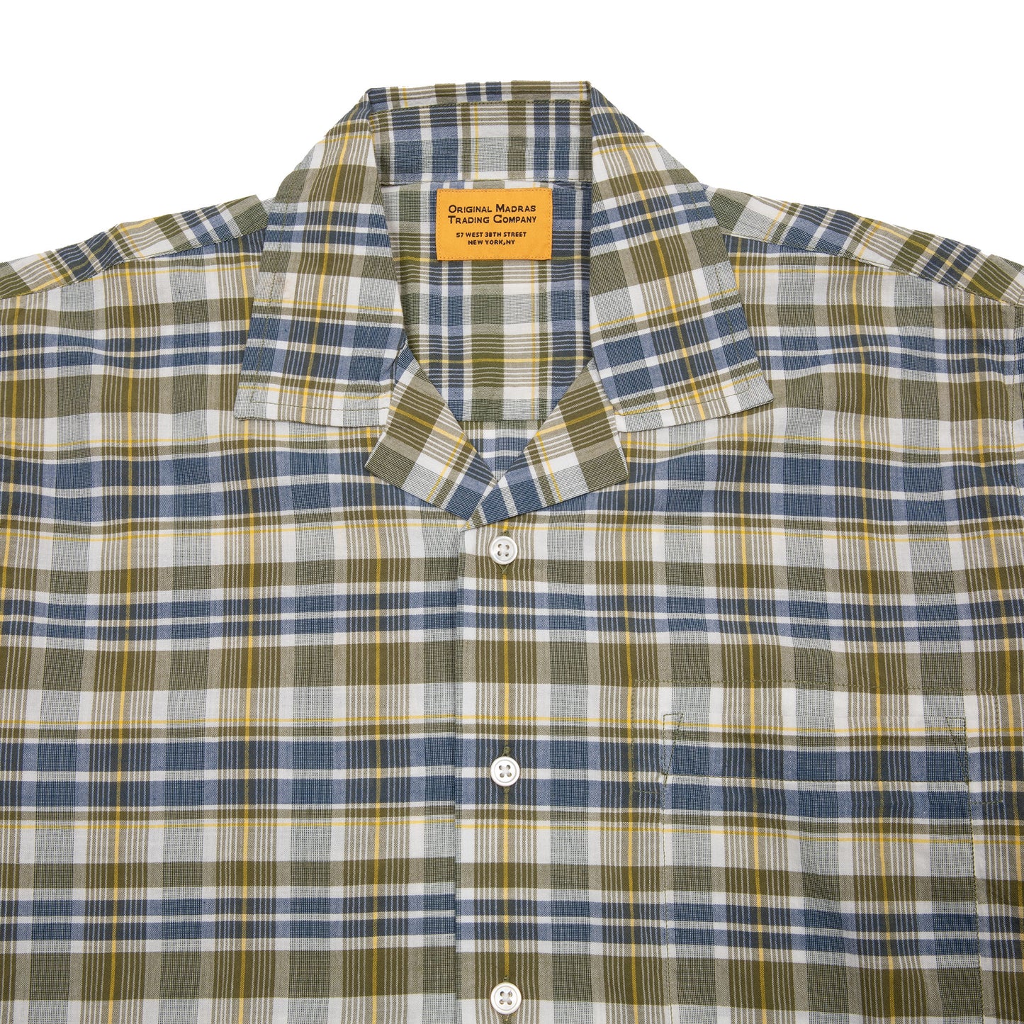 Original Madras Cuban Short Sleeve Shirt in Green/Blue Plaid