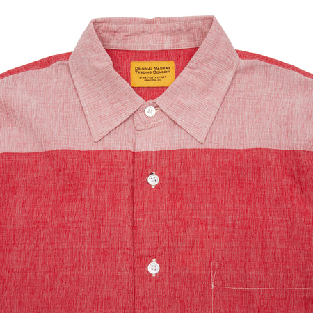 <p><span>Original Madras Lax Short Sleeve Shirt in enlarged red and white handloom stipe. Single chest pocket, curved hem and yellow selvedge gusset detail.</span></p> <p>100% Cotton.<br></p> <p>Made in Madras.</p>