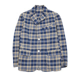 <p>Original Madras Summer Jacket in Blue / Sand Check. Handwoven Madras unstructured, easy jacket with two buttons, single chest pocket, two welted hip pockets with flaps and single back vent.&nbsp;<br></p> <p>100% Cotton.</p> <p>Made in Madras.&nbsp;</p>