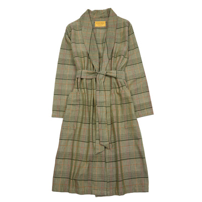 Original Madras Brushed Cotton Belted Robe in Green