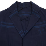 <p>Original Madras Summer Jacket in Navy with Blue Stripe. Handwoven Madras unstructured, easy jacket with two buttons, single chest pocket, two welted hip pockets with flaps and single back vent.&nbsp;<br></p> <p>100% Cotton.</p> <p>Made in Madras.&nbsp;</p>
