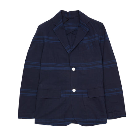 <p>Original Madras Summer Jacket in Navy with Blue Stripe. Handwoven Madras unstructured, easy jacket with two buttons, single chest pocket, two welted hip pockets with flaps and single back vent. <br></p> <p>100% Cotton.</p> <p>Made in Madras. </p>