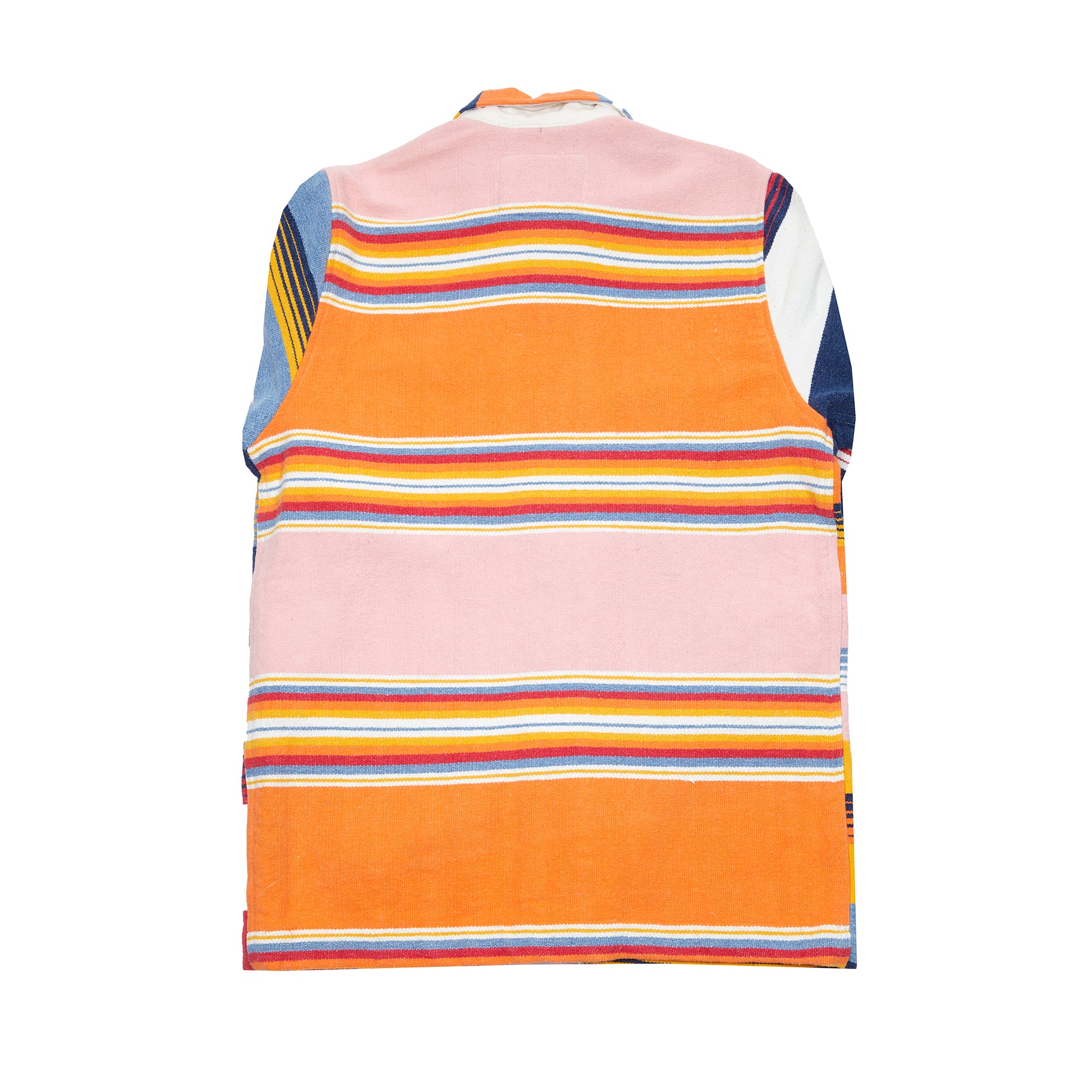 <p>Madras Stout Shirt Jacket in an incredible handwoven cotton, multicoloured stripe. Like the Original Madras beach mats, each over shirt is unique in fabrication. Jacket features three patch pockets, square hem, and natural Corozo buttons.&nbsp;<br></p> <p>100% Cotton.</p> <p>Made in Madras.</p>