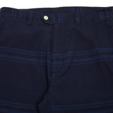 <p>Original Madras Summer Trousers in Blue / Navy Stripe No.67. Regular fit tapered trouser in lightweight cotton handloom fabric with subtle tonal stripe. Button waist band with belt loops, zip fly, coin pocket, two hip pockets, and two back welt pockets.&nbsp;Same cloth as the Summer Jacket Blue / Navy No.39.&nbsp;<br></p> <p>100% Cotton.</p> <p>Made in Madras.&nbsp;</p>