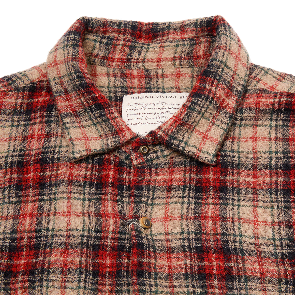 Original Vintage Style Jervis Wool Overshirt in Red/Beige