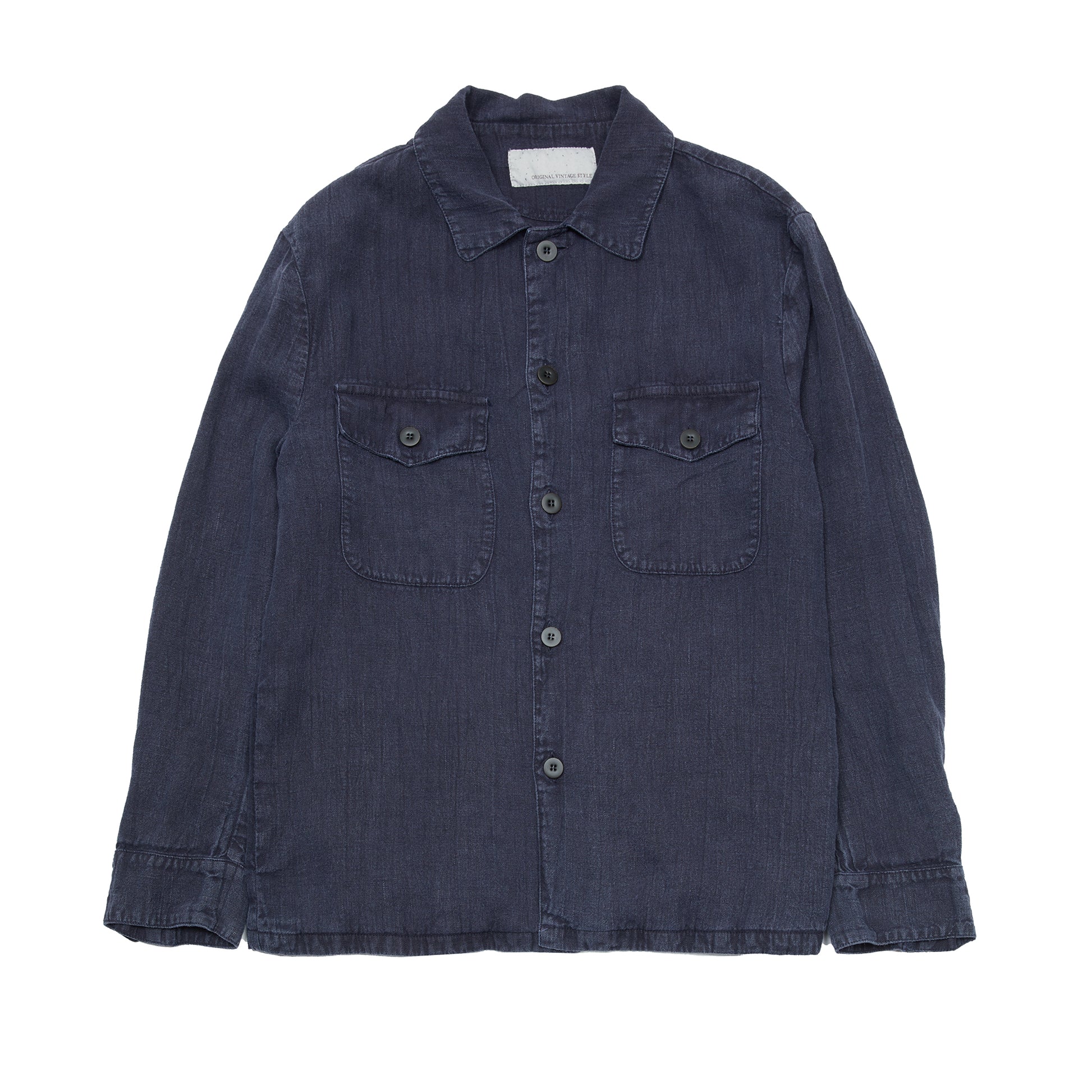 Original Vintage Style Ralf Linen Overshirt in Ink