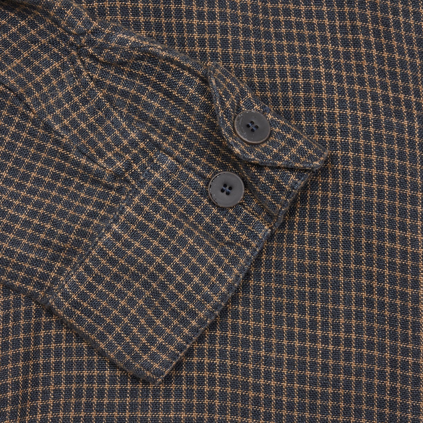 Original Vintage Style Tasconi Linen Overshirt in Charcoal/Walnut Check