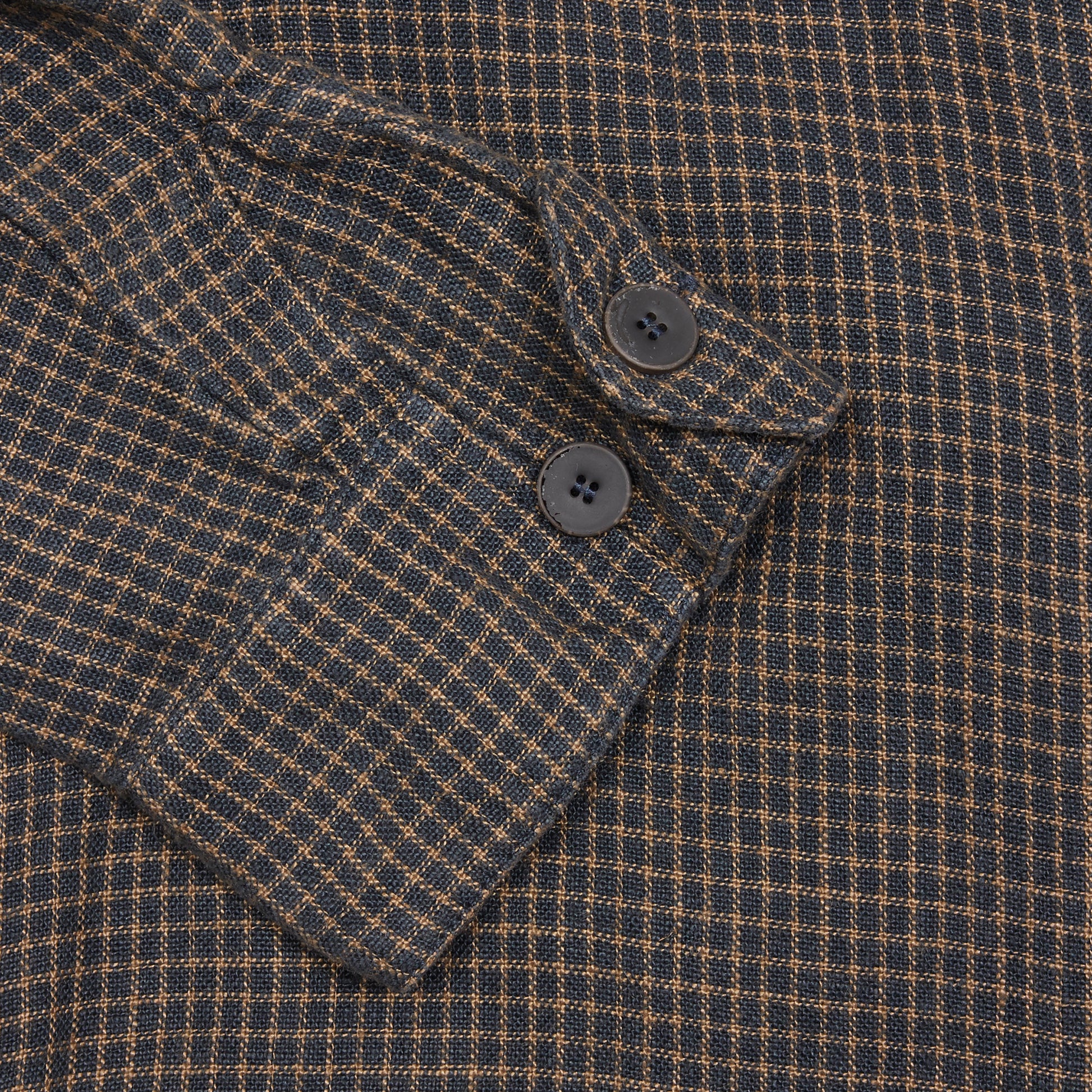 Original Vintage Style Tasconi Linen Overshirt in Charcoal/Walnut Check